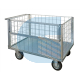 Carrello contenitore BIG con piano in lamiera e 3 sponde fisse e 1 ribaltabile