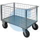Carrello contenitore BIG zincato con piano in lamiera e 4 sponde in rete