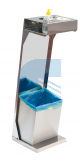 Stand porta gel, guanti, cestino rifiuti vista frontale