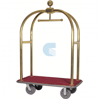 Carrello Portavaligie e Portabiti con Base Rossa e Struttura in Ottone